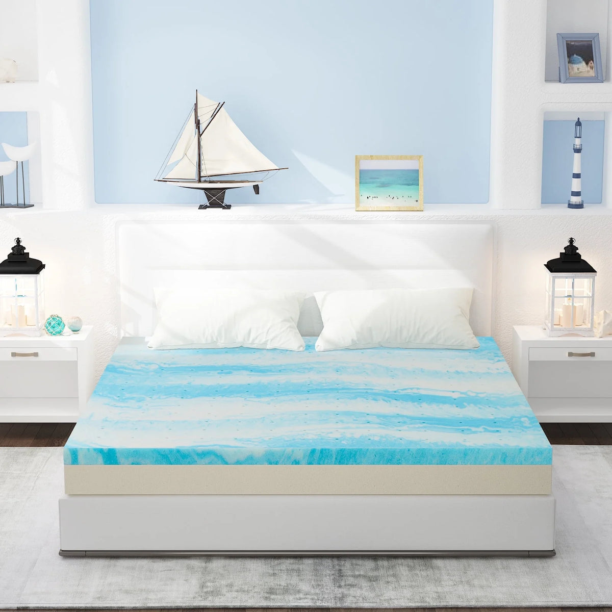 2 Inch Twin Size Cool Gel Memory Foam Mattress Topper K831
