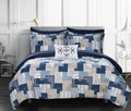 Blue 8-Piece Reversible Comforter Set I4665