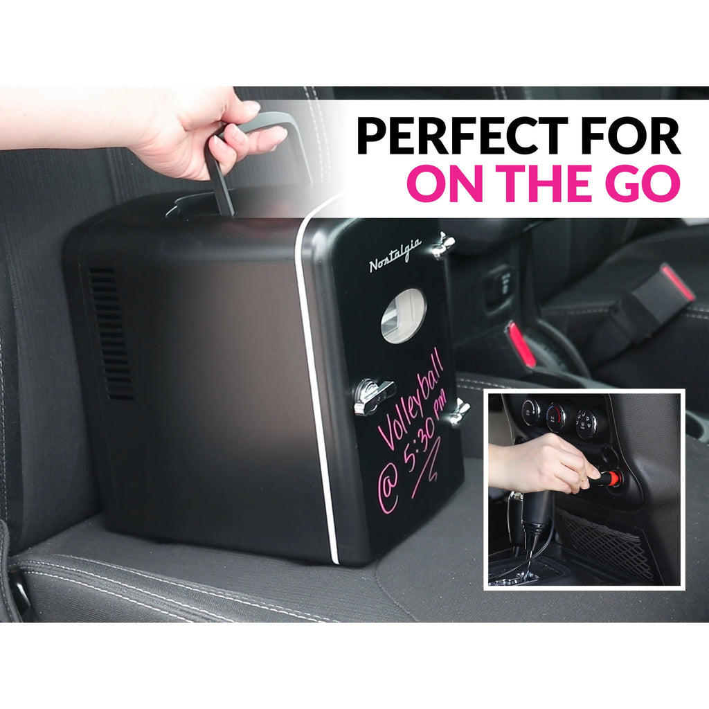 Black 6-Can Personal Cooling and Heating Refrigerator with Carry Handle I65327