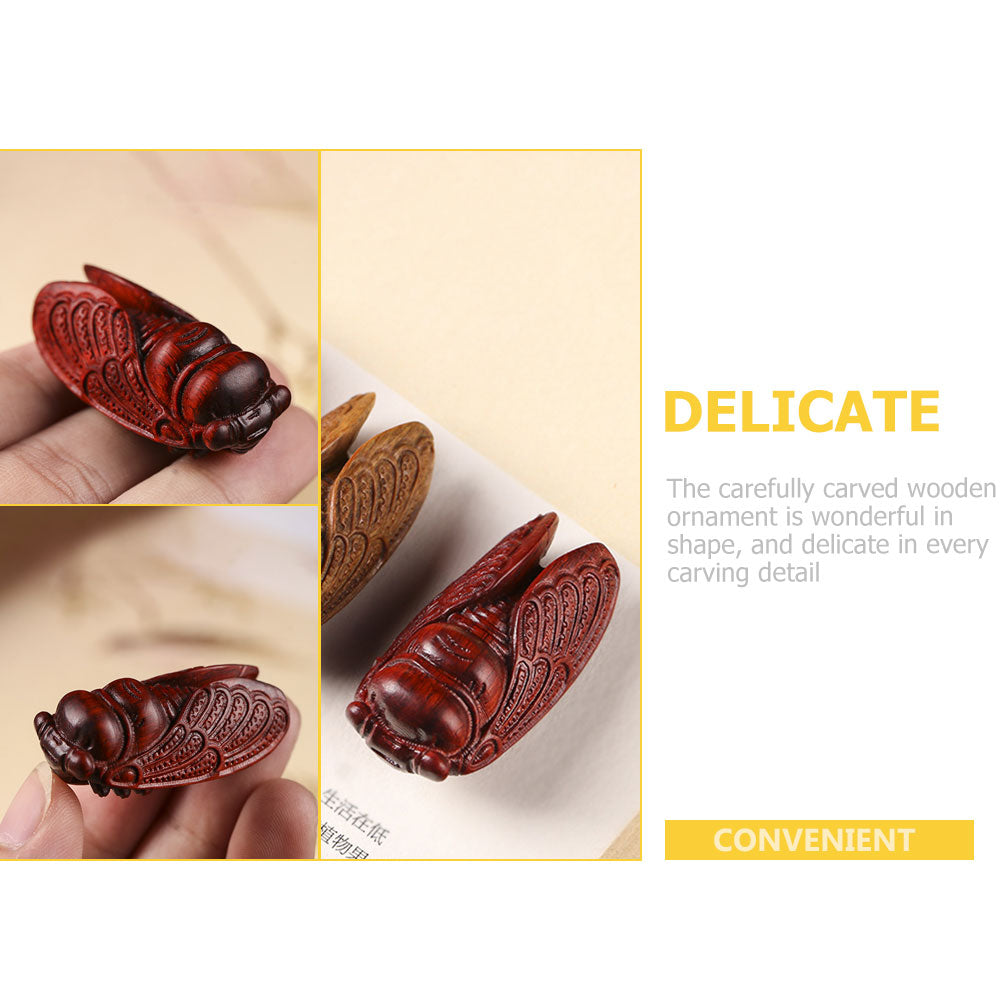 Wooden Cicada Figurine Handmade Ornament O2349