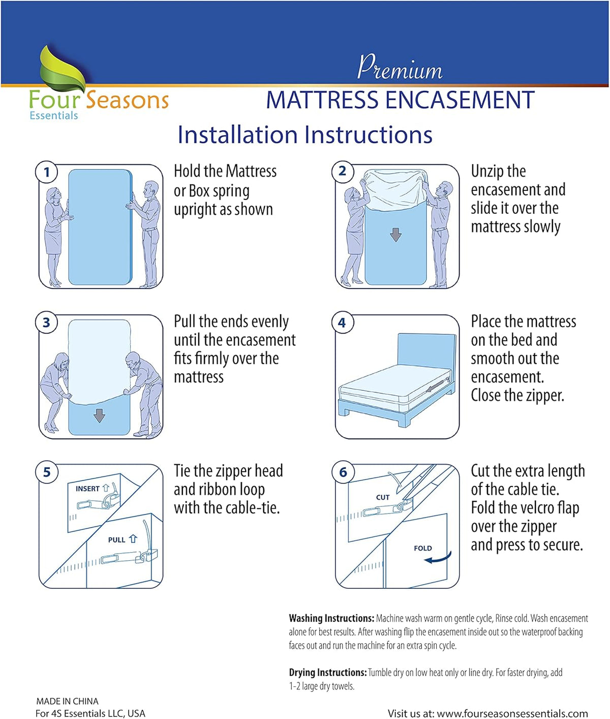 Pack of 2 Waterproof Zippered Mattress Protector Bed Cover R60766