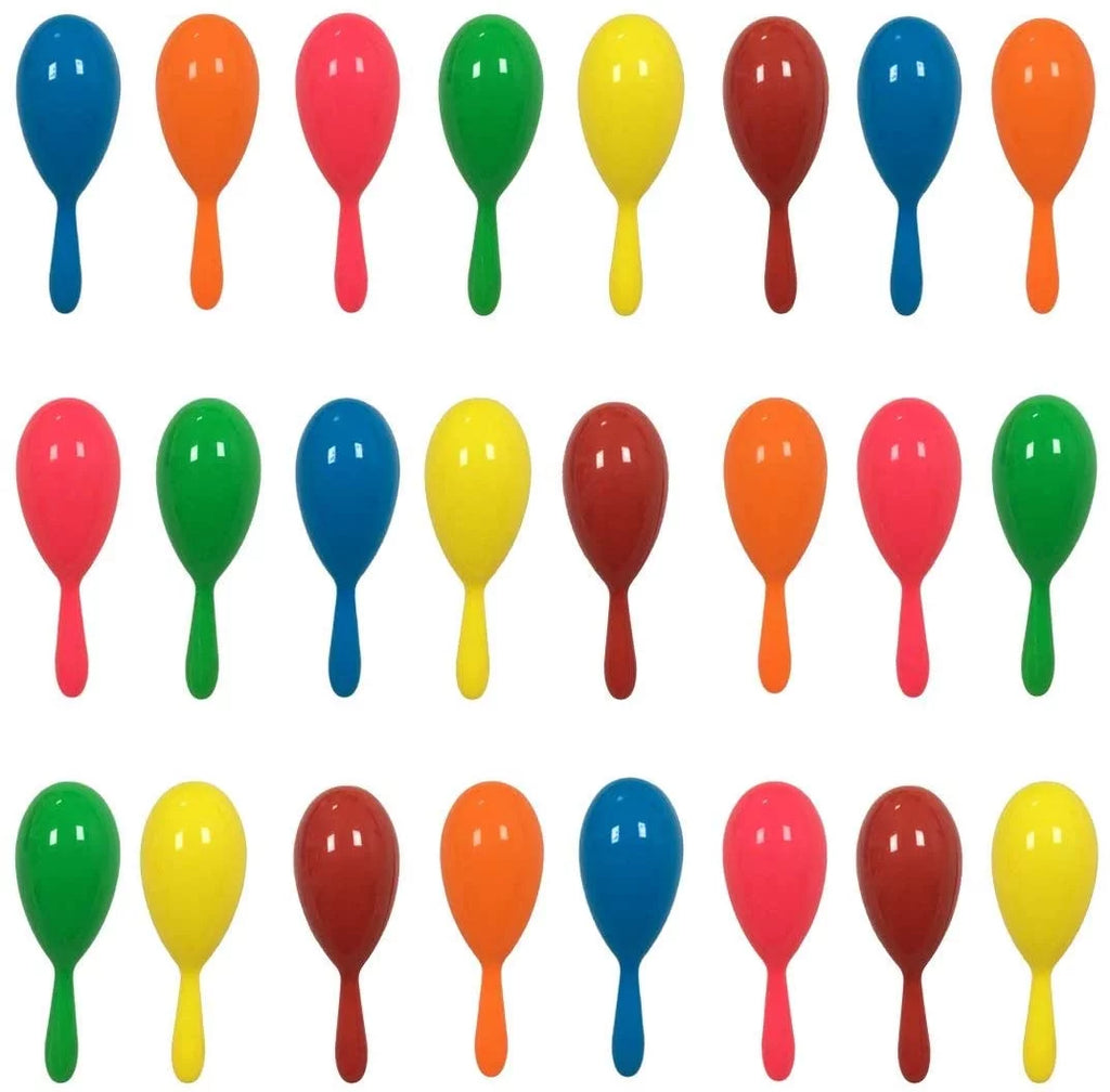 24pcs Mini Plastic Maracas 6 Neon Colors B5888