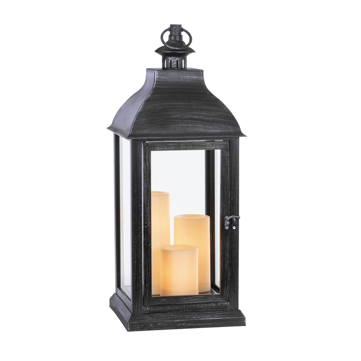 Black Resin Pillar Candle Outdoor Decorative Lantern H3774