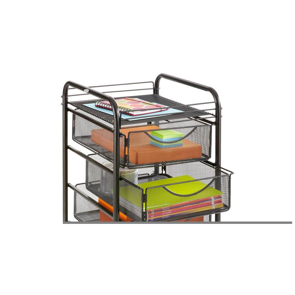 Black Double Mesh Mobile File Cart B2495