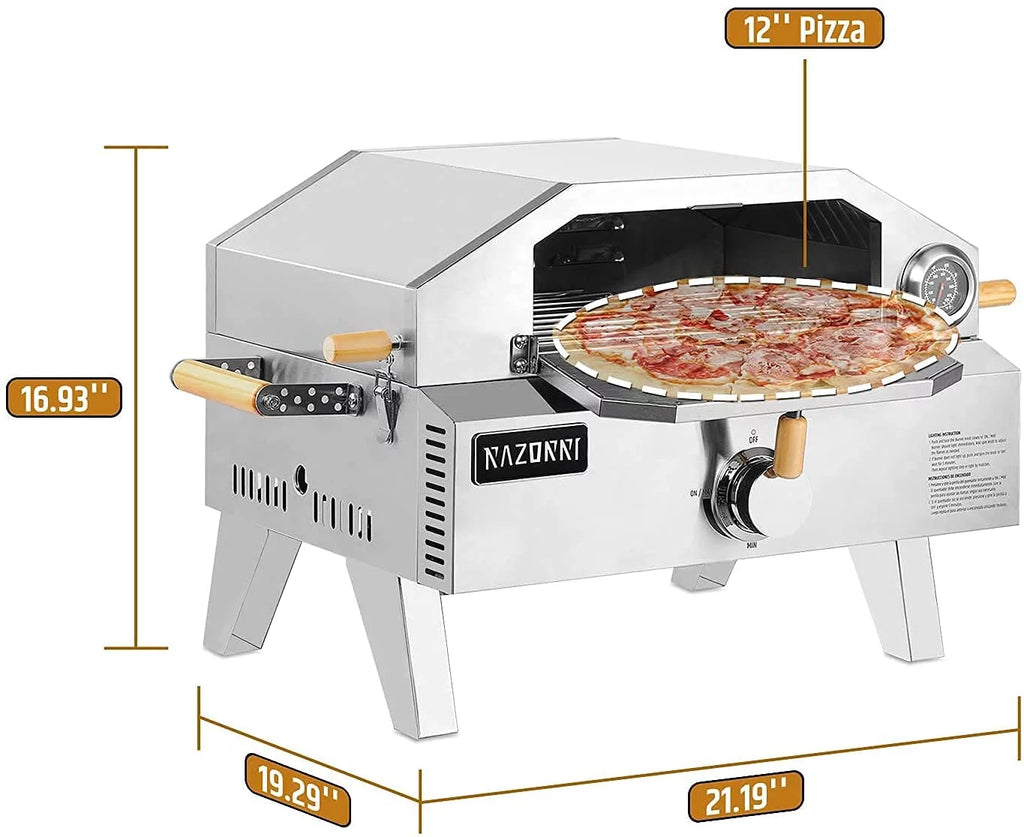 Portable Propane Pizza Oven and Pizza Maker, Stainless Steel N35510