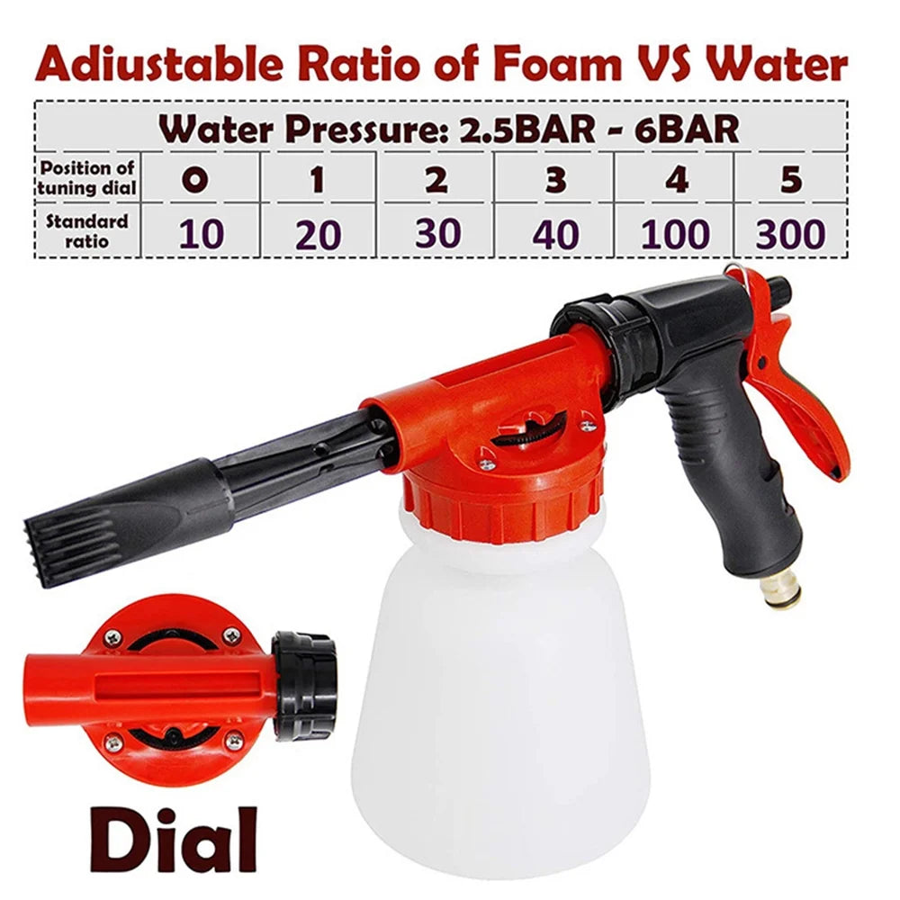 Car Wash Foam Sprayer Nozzle Kit with 1 Liter Bottle Universal Connectors D196