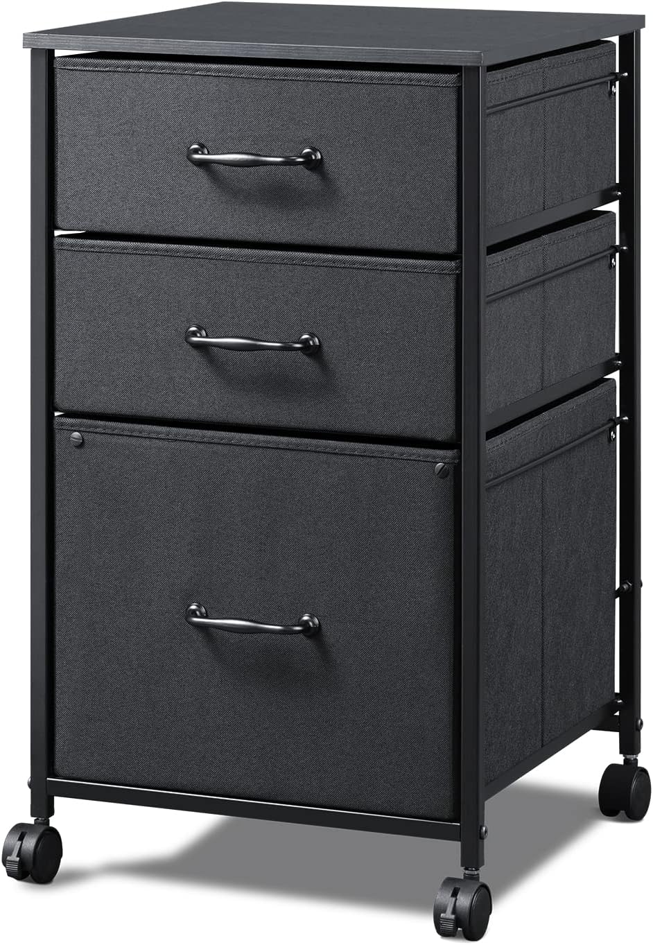 Mobile File Cabinet with Open Storage Shelf, Rustic Brown D29928