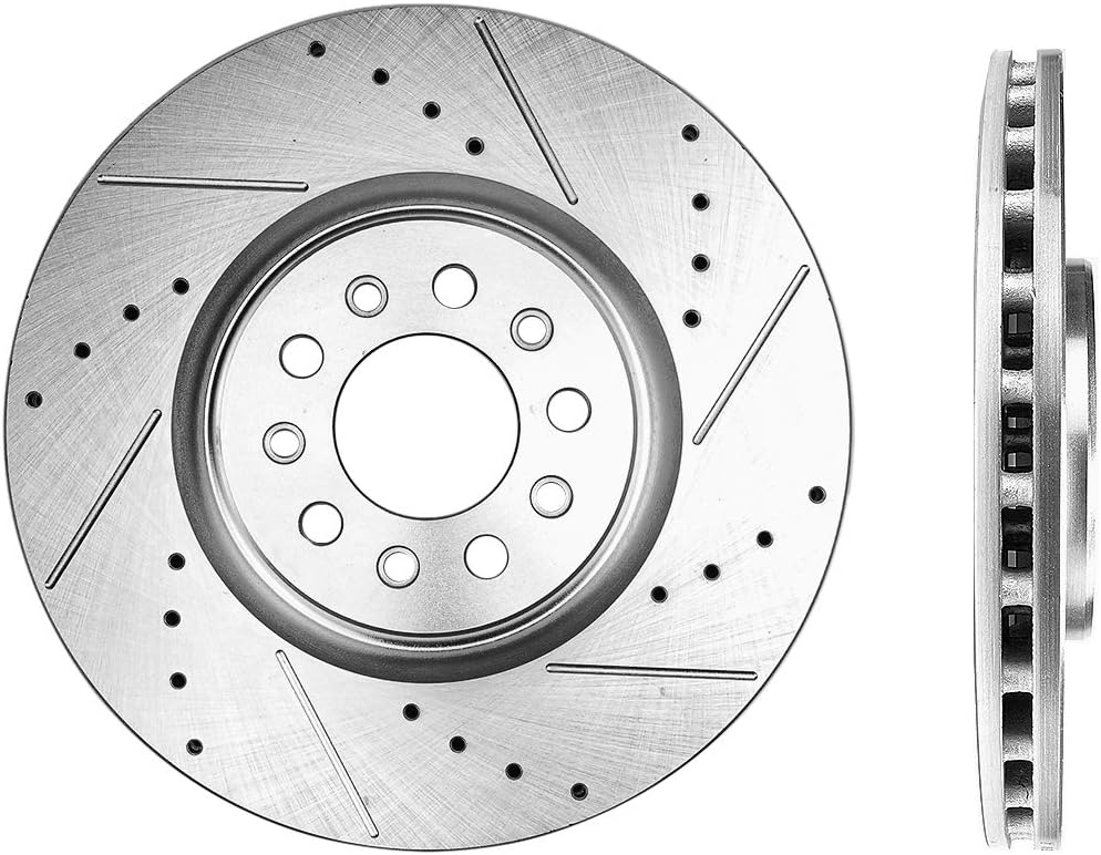 Front 330mm Drilled/Slotted 5 Lug Rotors Q5797