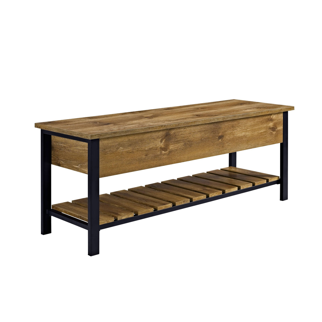 Dark Walnut Lift-Top Storage Bench I984
