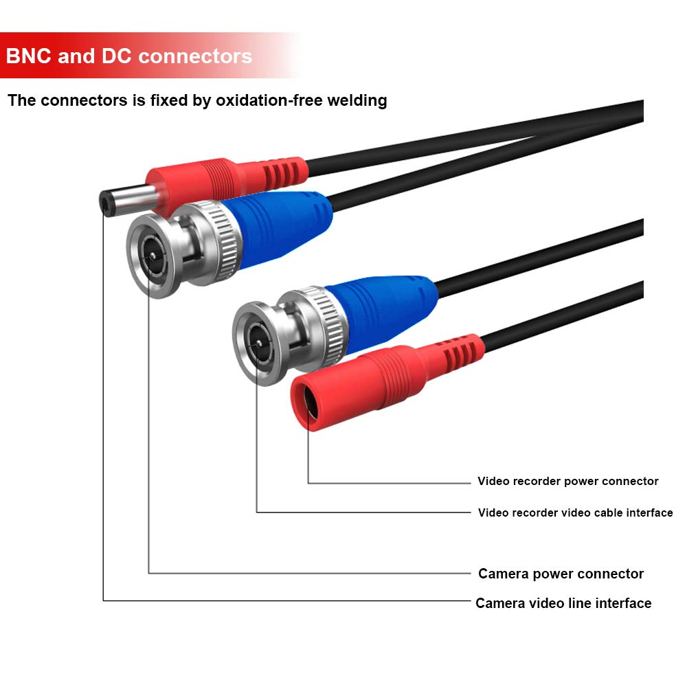 4 Pack 200 Feet BNC Video Power Cable Wire for CCTV Camera DVR Surveillance System S731835