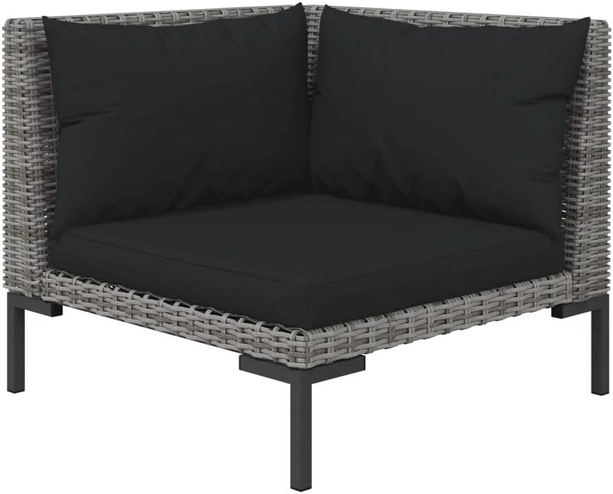 14 Piece Patio Lounge Set with Cushions Poly Rattan Dark Gray A102791