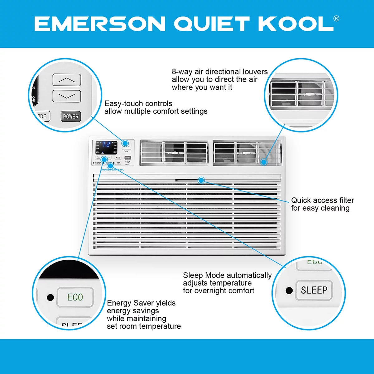 8,000 BTU Through-the-Wall Air Conditioner with Remote, White H694