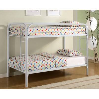 White Twin Over Twin Metal Bunk Bed A887