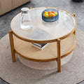 Rectangle Glass Top Solid Wood Coffee Table I693