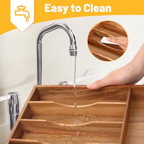 7 Slots Acacia Silverware Organizer R349336