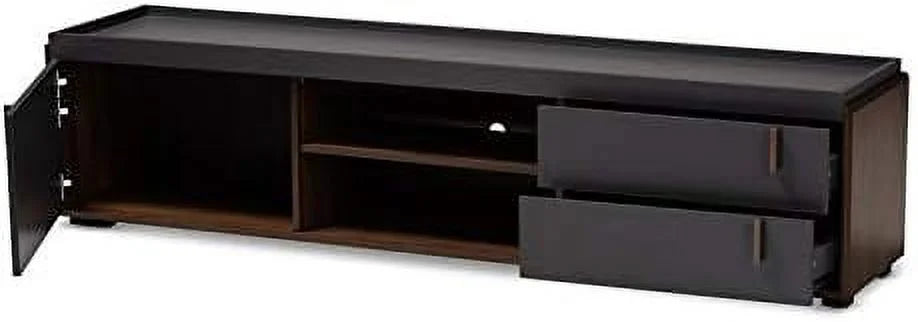 Gray and Walnut Wood TV Stand B5893