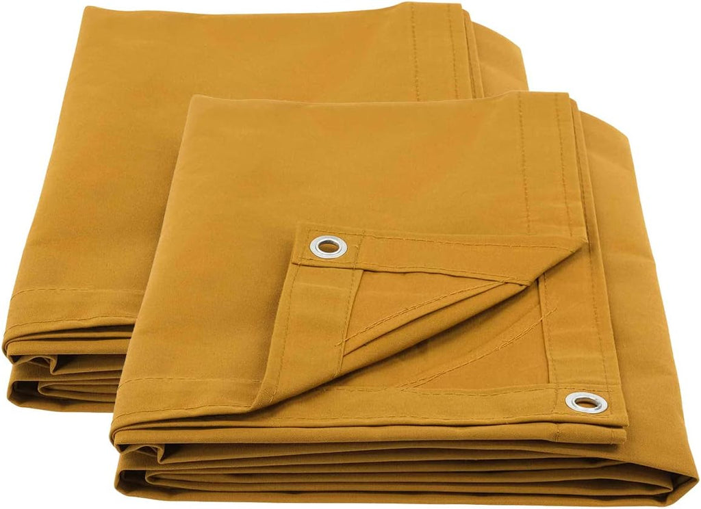 6' x 8' Tan Canvas Tarp 12oz Heavy Duty Water Resistant Pack of 2 O59064