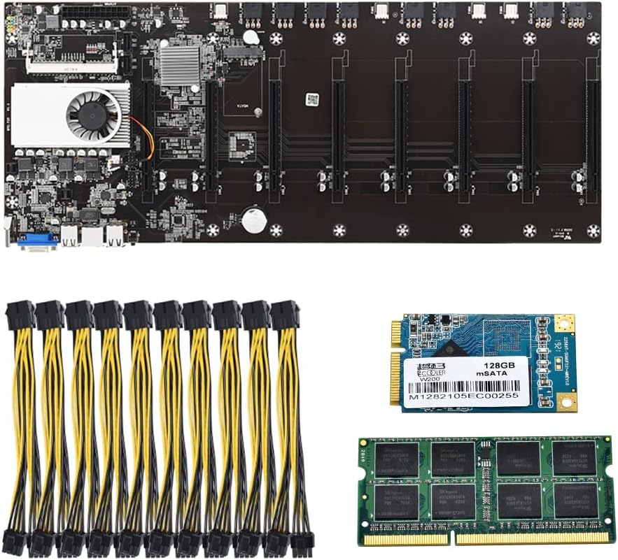 Miner Motherboard with 8GB RAM, 128G MSATA SSD, 8 GPU Slot O88355