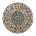 Round Antique Gold Metal Wall Decor with Light Green Textured Pattern Center K4822