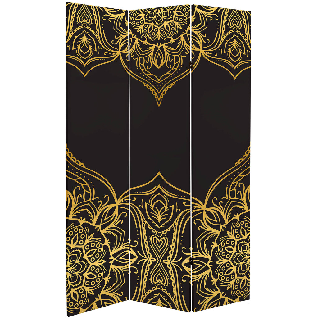 6 ft. Tall Double Sided Black Canvas Room Divider W85767
