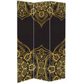6 ft. Tall Double Sided Black Canvas Room Divider W85767