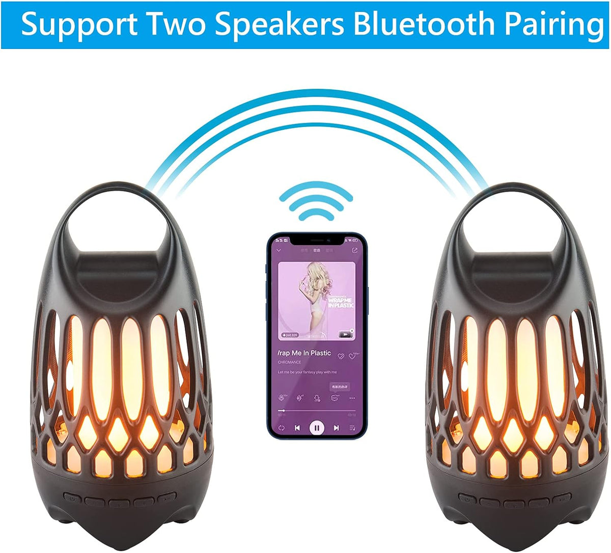 Portable Bluetooth LED Flame Speaker with Pole H913