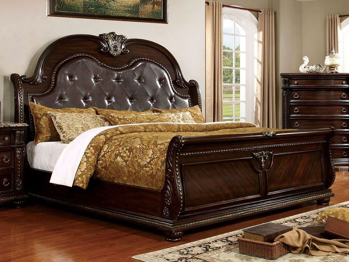 Brown Cherry Eastern King Size Bed J122