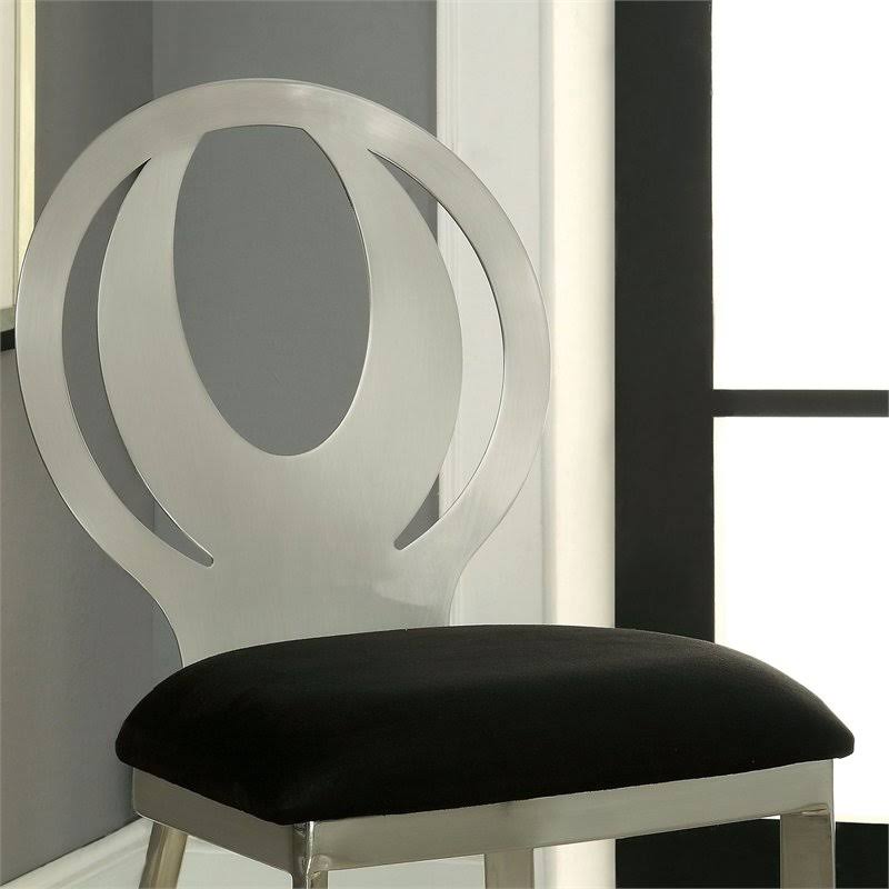 Silver Metal Dining Chair Set of 2 Z694