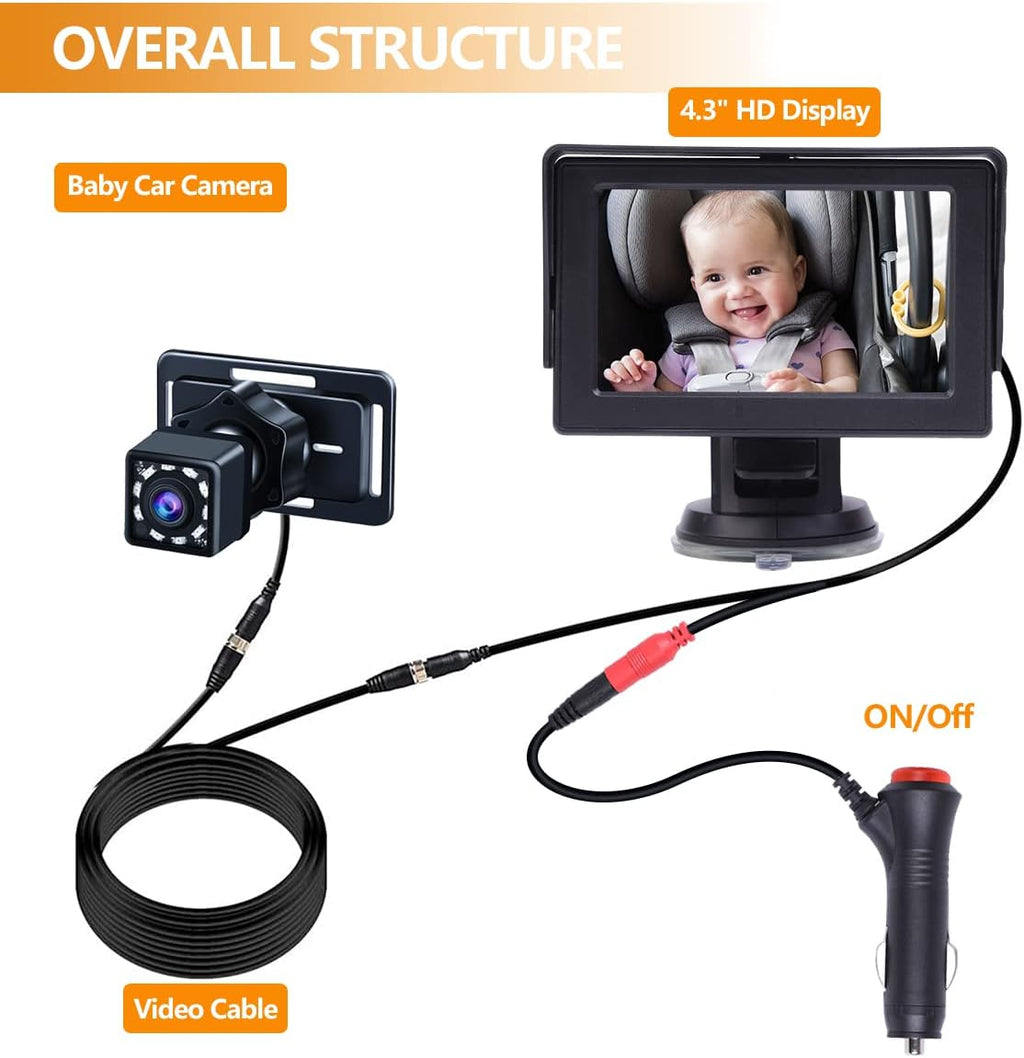 Baby Car Mirror with 4.3 HD Display Night Vision I1370