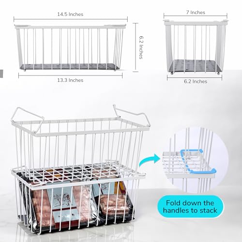 4 Pack Stackable Freezer Organizer Bins with Side Handles E391050