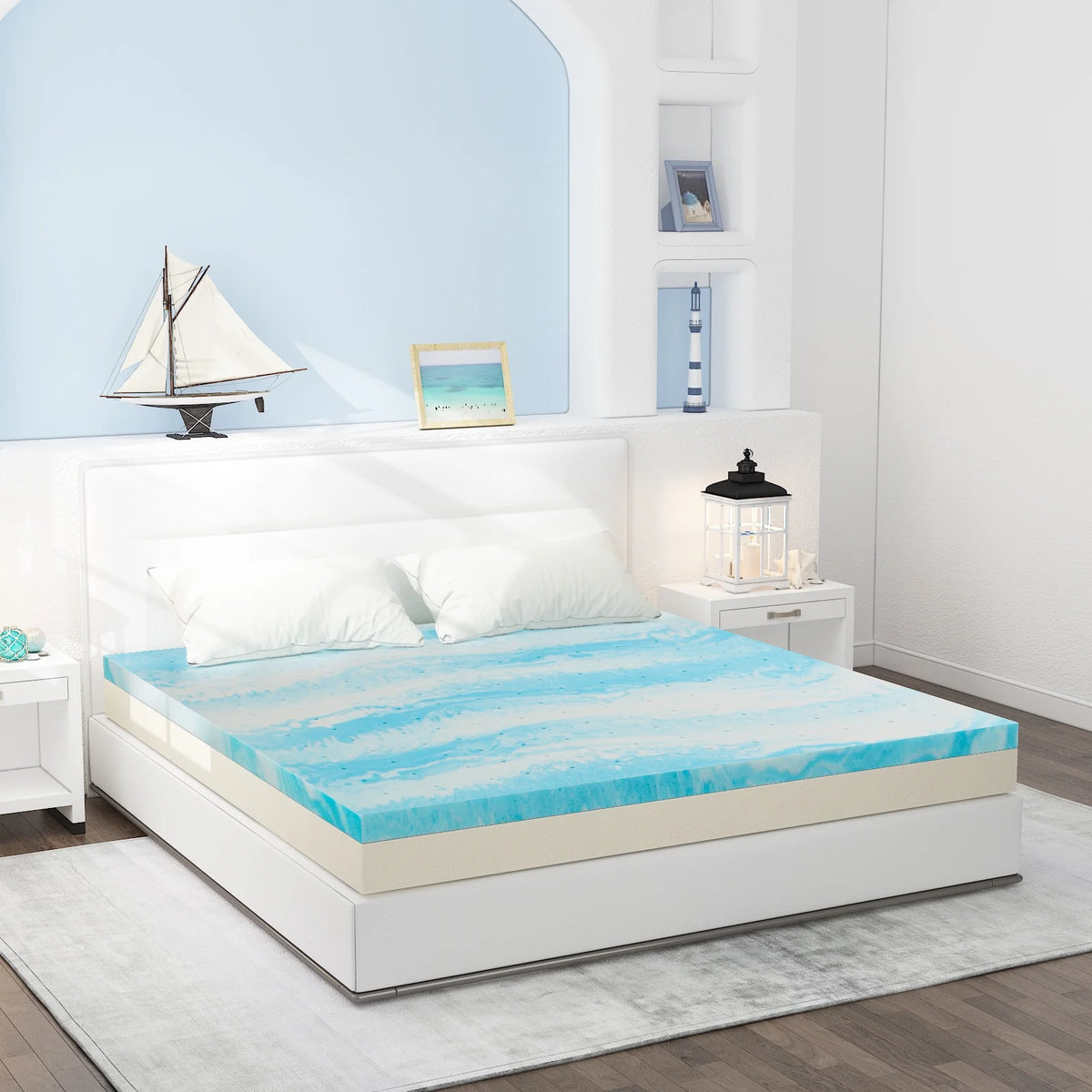 2 Inch Twin Size Cool Gel Memory Foam Mattress Topper K831