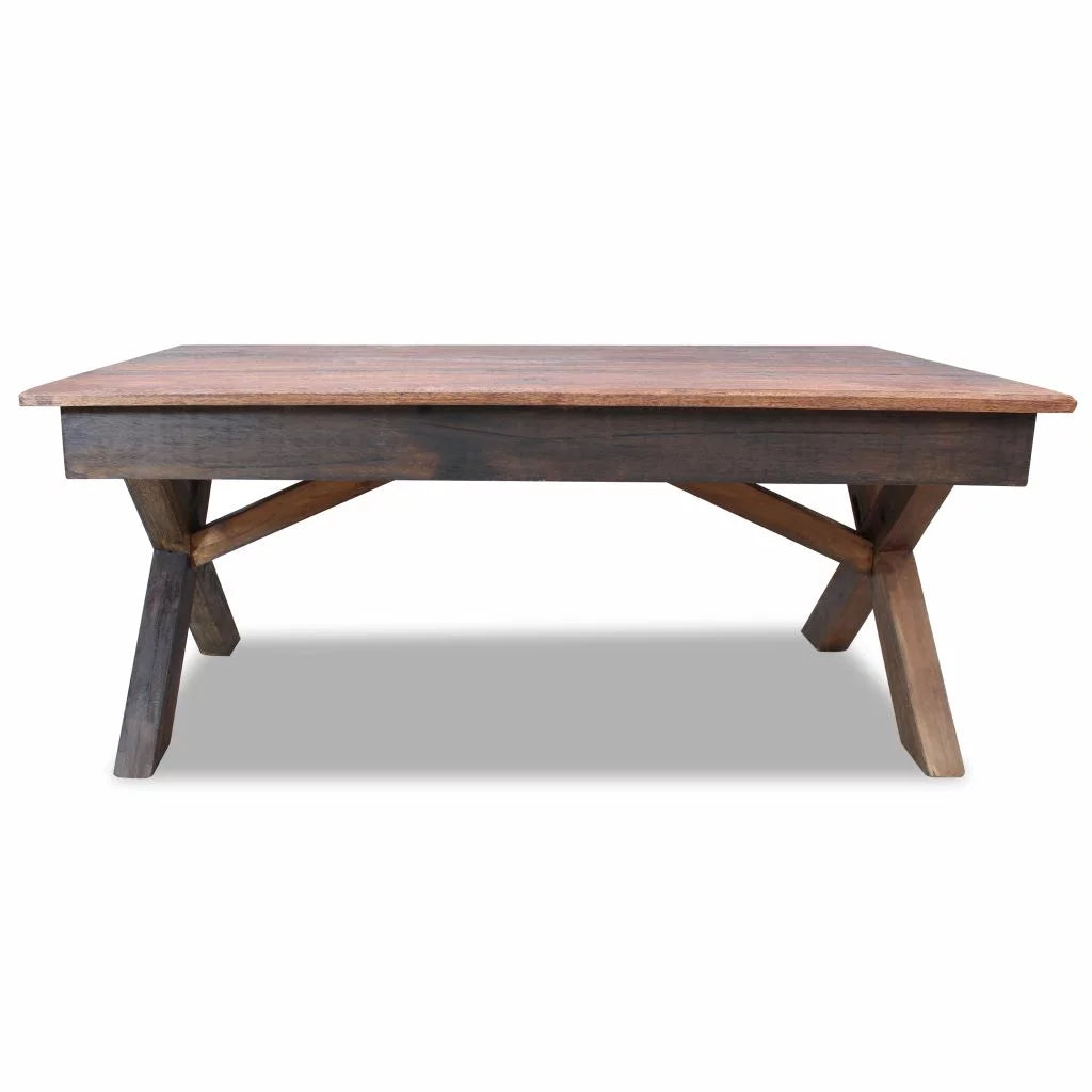 Rustic Wood Coffee Table and End Side Table J22640