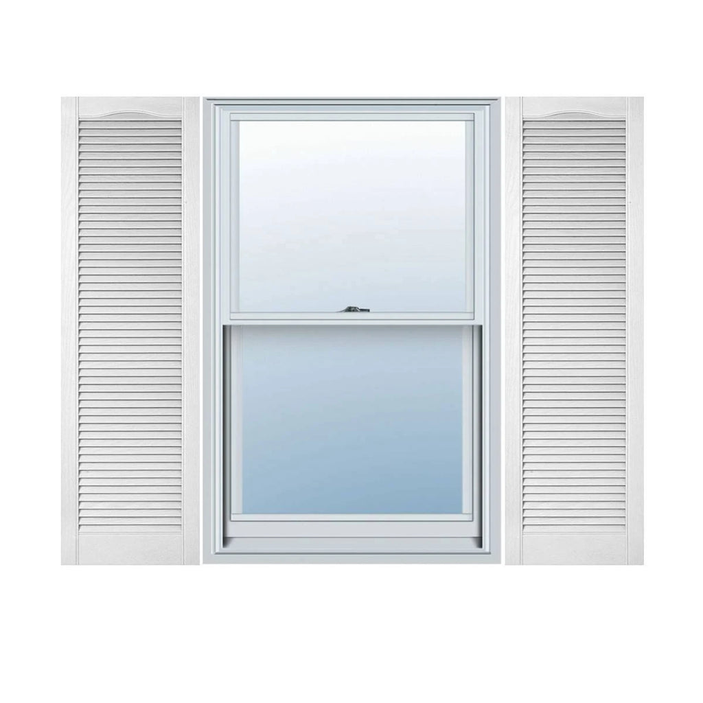 18 in. x 49 in. Vinyl Louvered Shutters Pair Bright White S401448