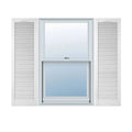 18 in. x 49 in. Vinyl Louvered Shutters Pair Bright White S401448