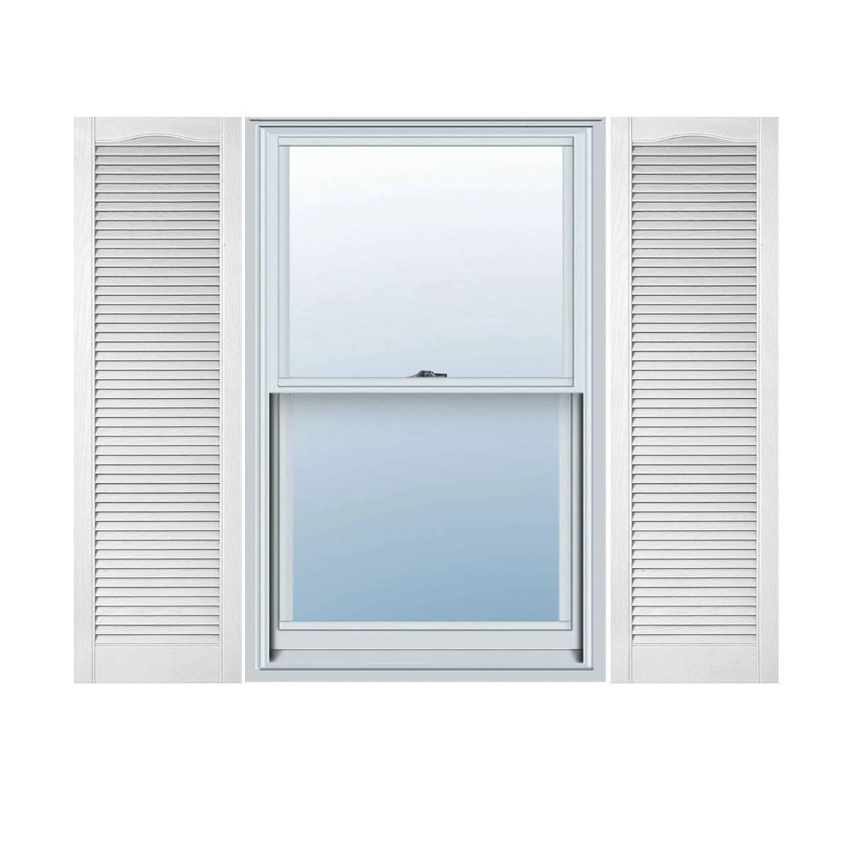 18 in. x 49 in. Vinyl Louvered Shutters Pair Bright White S401448