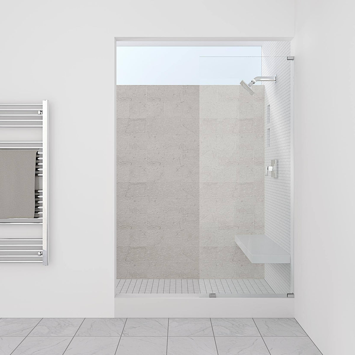 Chrome Frameless Fixed Glass Shower Panel B770792