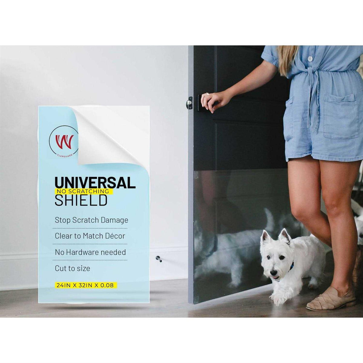 Transparent Scratch-Shield Protection for Drywall Doors and Screen Doors C12825