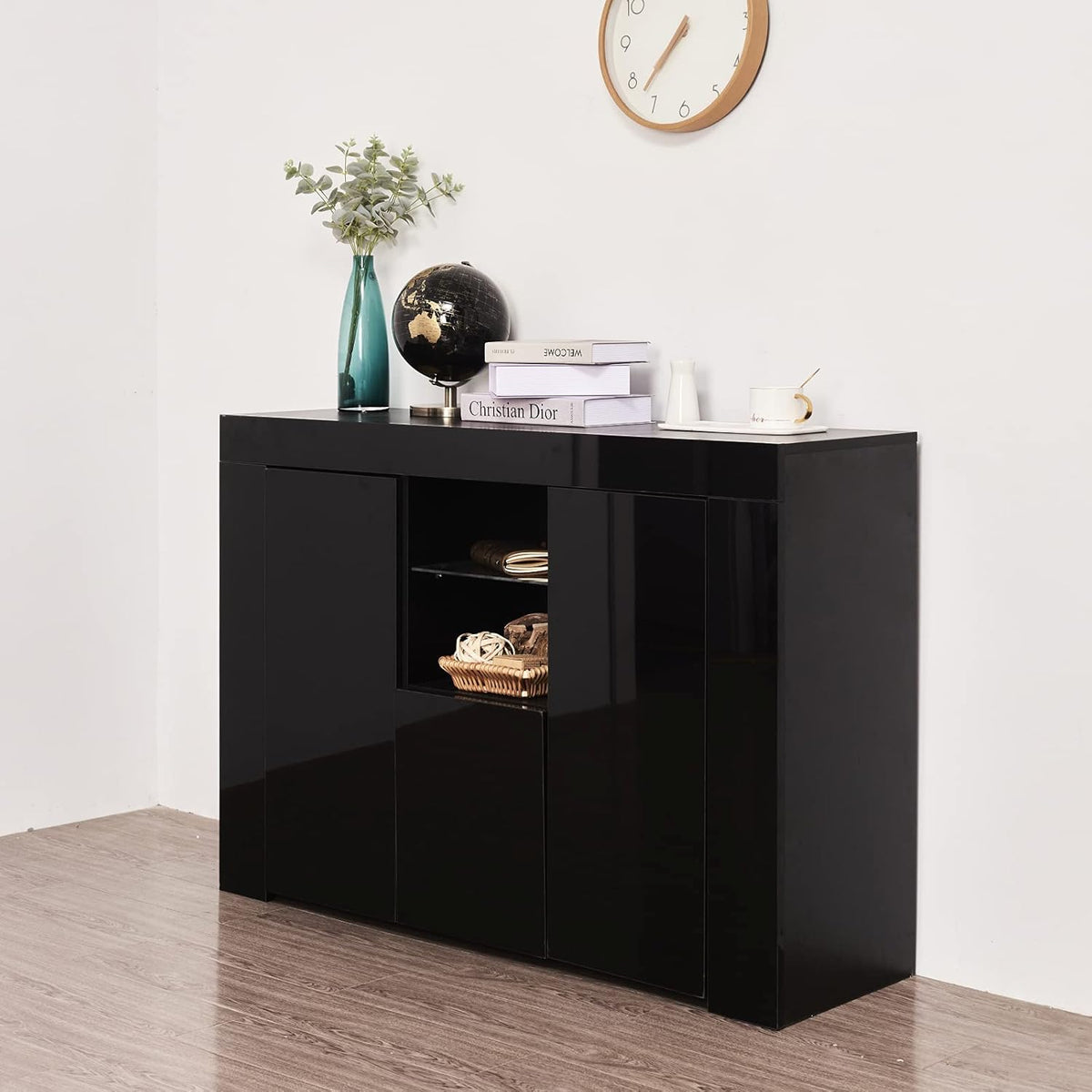 Black Sideboard Storage Cabinet with Drawer and 2 Doors X345