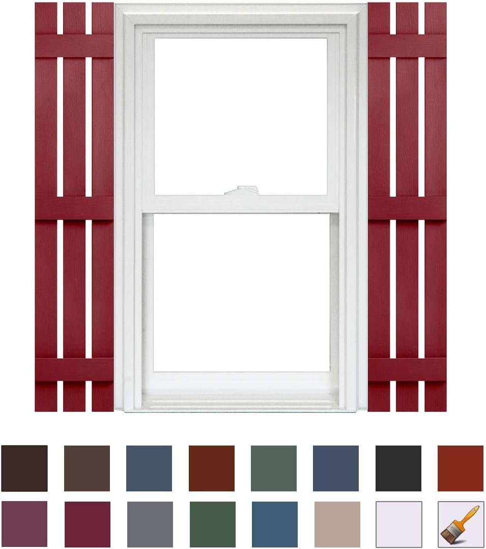 3 Board and Batten Split Vinyl Shutter (1 Pair) 12-3/8in. x 71in. Chocolate D798