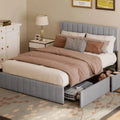 Full Bed Frame with 4 Drawers and Adjustable Headboard Dark Grey D176376