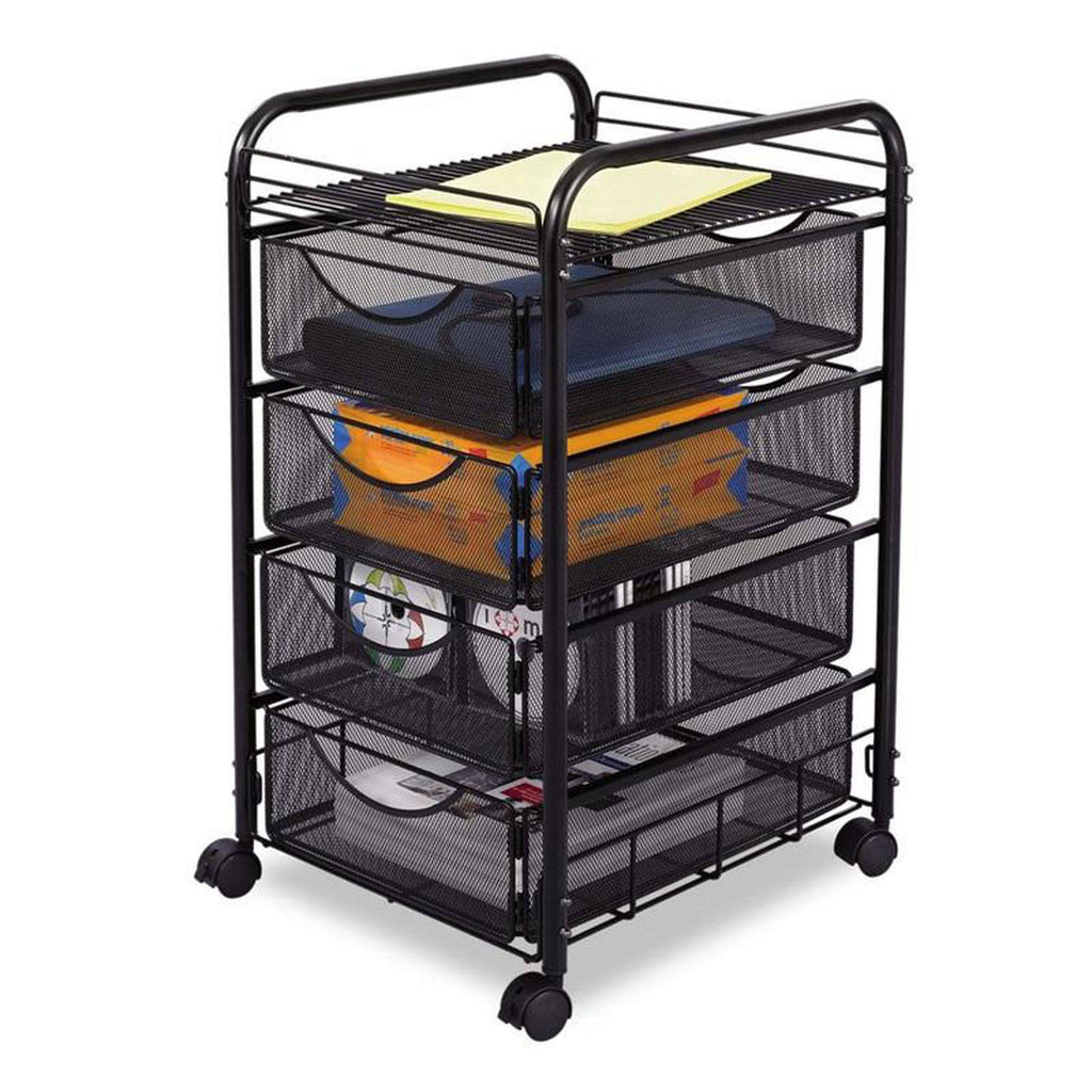 Black Double Mesh Mobile File Cart B2495