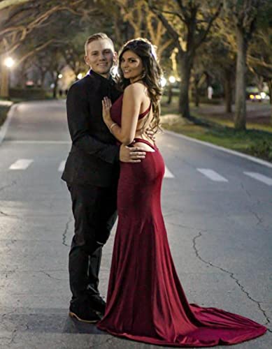 Mermaid V-Neckline Backless Prom Dress Long C94661