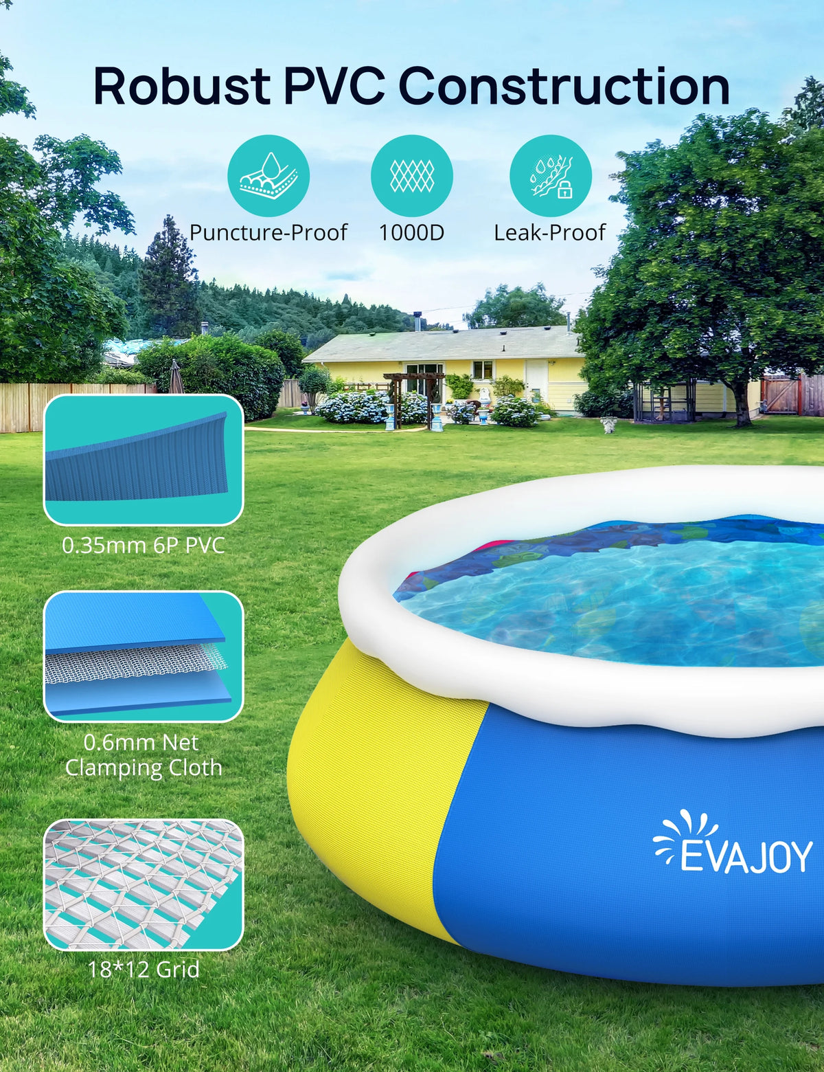 10ft 30in Inflatable Swimming Pool with Pool Cover I22758