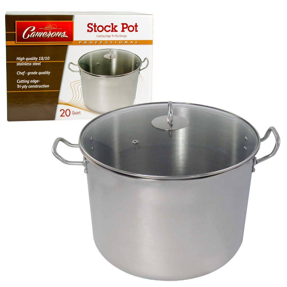 Polished Stainless Steel Stock Pot 20 Quart E491