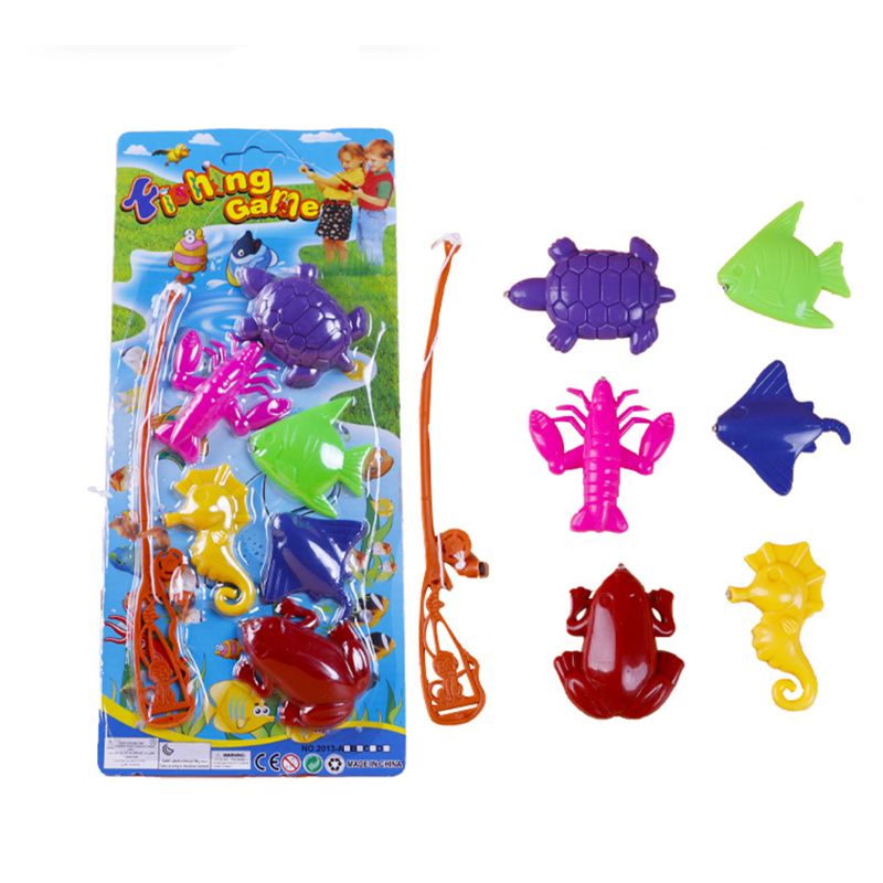 7Pcs Magnetic Fishing Toys Set with Fishing Rod D420445