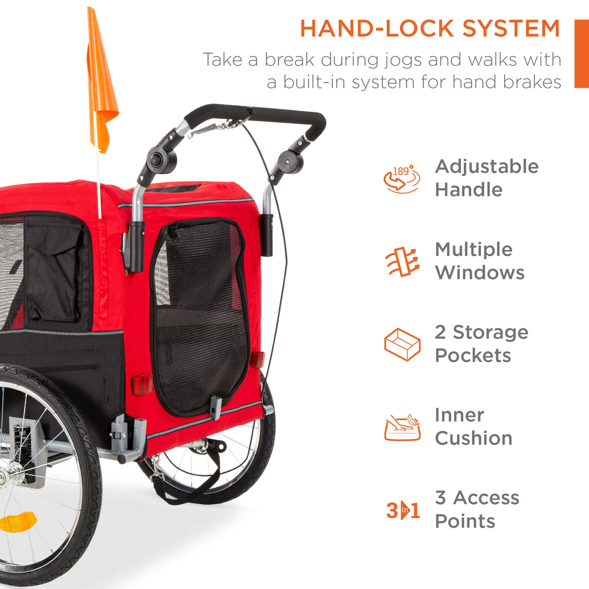 2-in-1 Dog Bike Trailer Pet Stroller Bicycle Carrier D2927
