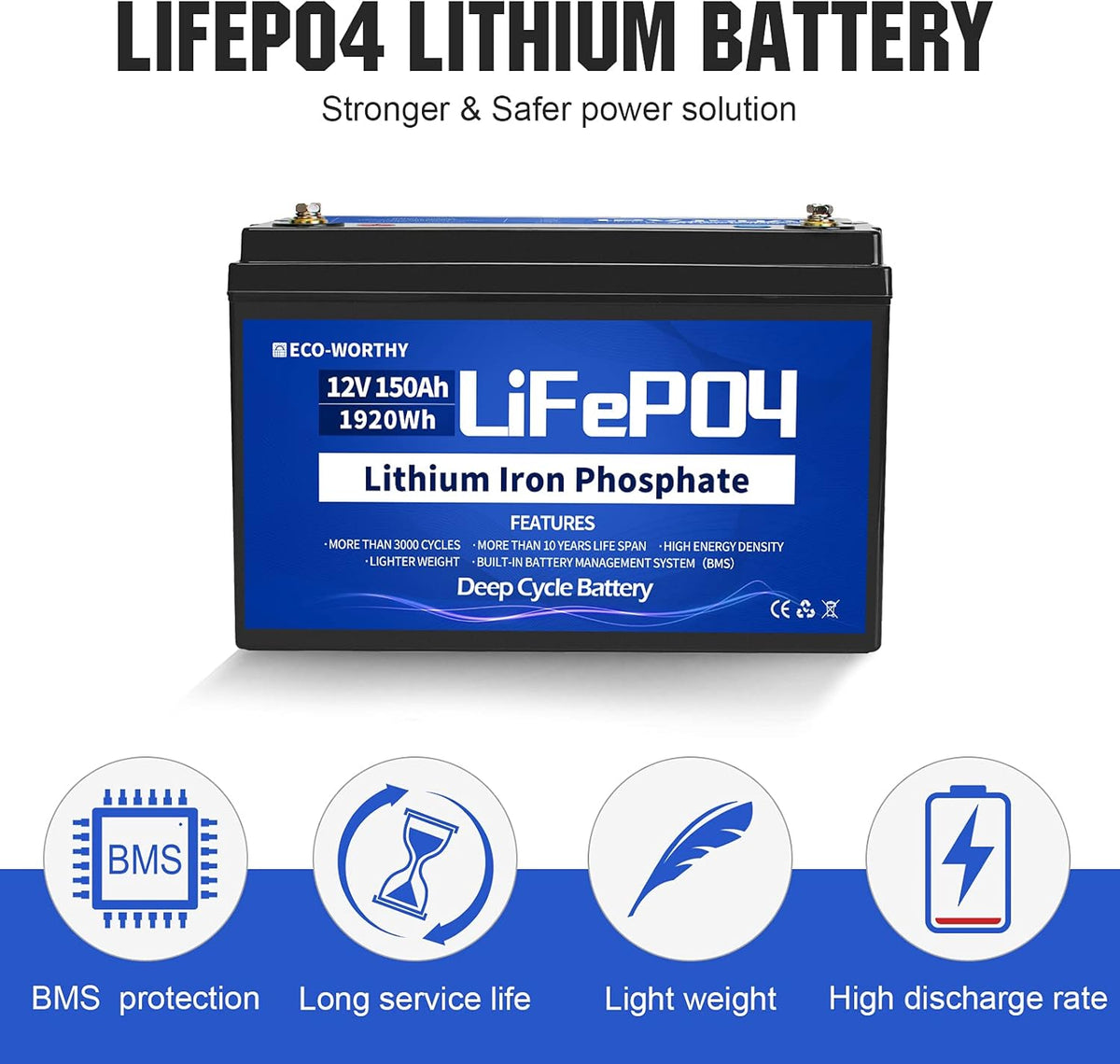 12V 24Ah LiFePO4 Lithium Iron Phosphate Battery with BMS Protection Y852299