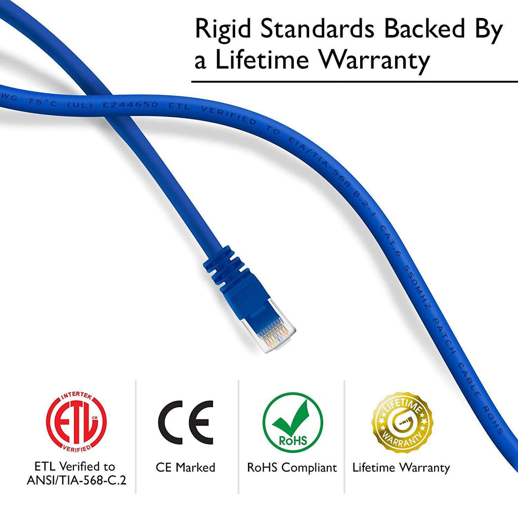 Cat6 Ethernet Patch Cable 50 Pack 0.5 Feet Blue T49336