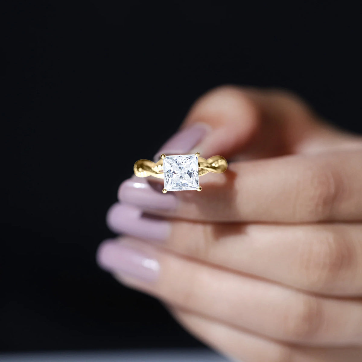10K Yellow Gold Princess Cut Moissanite Engagement Ring G43458