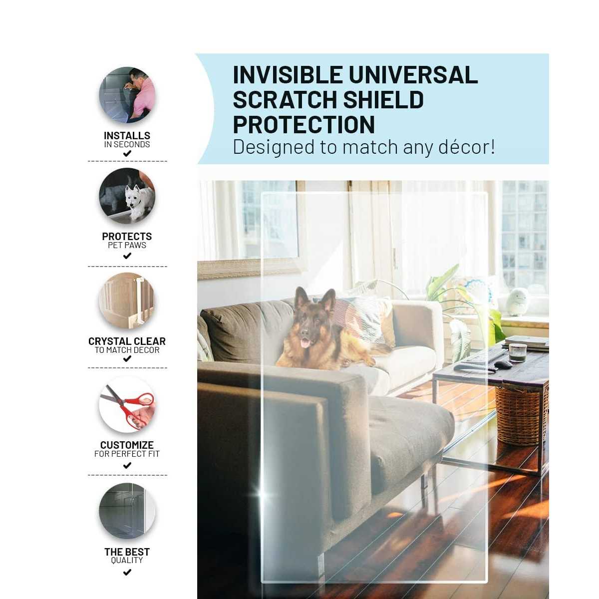 Transparent Scratch-Shield Protection for Drywall Doors and Screen Doors C12825